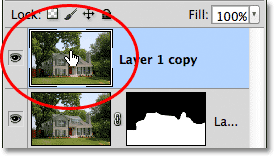 Double-clicking on the layer preview thumbnail. Image © 2012 Photoshop Essentials.com