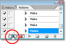 Click the Stop button at the bottom of the Actions palette to end the recording and complete the action.