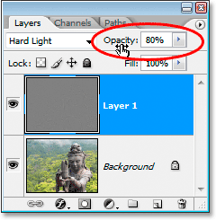 Lowering the Opacity value to 80%.