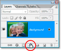 Clicking the 'New Adjustment Layer' icon at the bottom of the Layers palette.