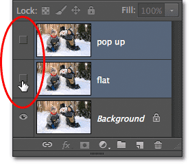 Clicking the layer visibility icons. Image © 2012 Photoshop Essentials.com.