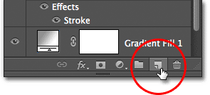 Clicking on the New Layer icon in the Layers panel. Image © 2012 Photoshop Essentials.com.