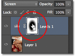 Clicking on the layer mask thumbnail. Image © 2012 Photoshop Essentials.com