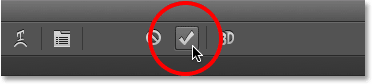 Clicking the checkmark to exit out of text editing mode. Image © 2014 Photoshop Essentials.com