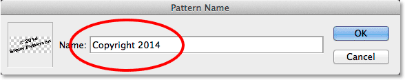 Naming the new pattern. Image © 2014 Photoshop Essentials.com
