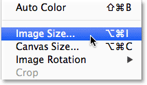 Selecting the Image Size command in Photoshop. Image © 2014 Photoshop Essentials.com