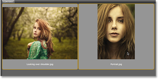 Selecting two images in Adobe Bridge CS6. Image © 2014 Photoshop Essentials.com
