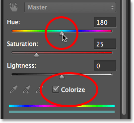 The Hue/Saturation options in the Properties panel. Image © 2013 Photoshop Essentials.com