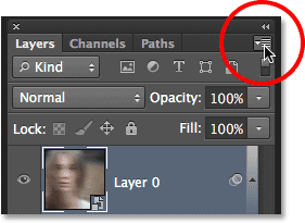 Clicking again on the Layers panel menu icon. Image © 2013 Photoshop Essentials.com