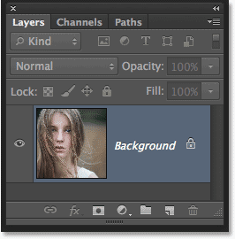 The Layers panel in Photoshop CS6 showing the Background layer. Image © 2013 Photoshop Essentials.com