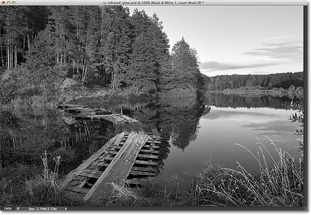 The image after adding the Black & White adjustment layer. Image © 2012 Photoshop Essentials.com.