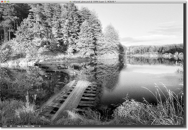The image after lowering the opacity of the Filter Gallery. Image © 2012 Photoshop Essentials.com.
