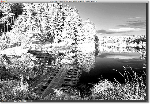The image after adding the Black & White adjustment layer. Image © 2012 Photoshop Essentials.com.