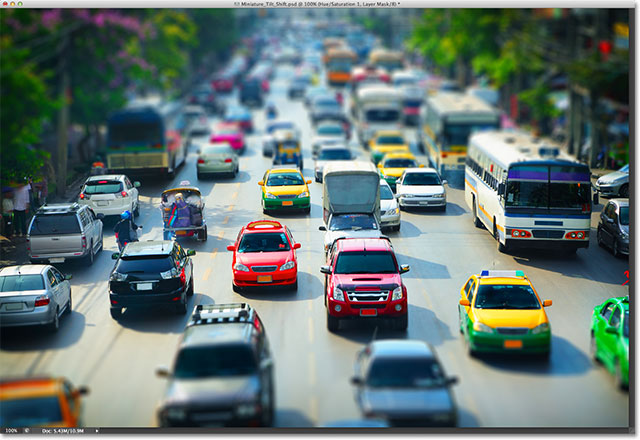 A miniature effect created with the Tilt-Shift filter in Photoshop CS6. Image © 2012 Photoshop Essentials.com