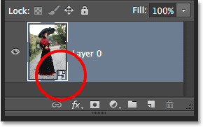 The Smart Object icon in the layer preview thumbnail. Image © 2014 Photoshop Essentials.com