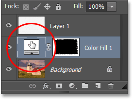 Double-clicking the Solid Color fill layer's thumbnail. Image © 2013 Photoshop Essentials.com