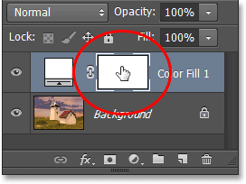 Clicking the layer mask thumbnail in the Layers panel. Image © 2013 Photoshop Essentials.com