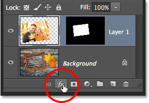 Clicking the Layer Styles icon. Image © 2014 Photoshop Essentials.com.