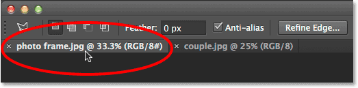 Clicking the tab to view the first image again. Image © 2014 Photoshop Essentials.com.