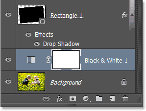The Layers panel showing the Black & White adjustment layer. Image © 2013 Photoshop Essentials.com
