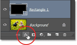Clicking the Layer Styles icon in the Layers panel. Image © 2013 Photoshop Essentials.com