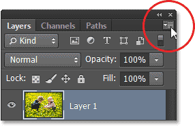 Clicking the menu icon for the Layers panel. Image © 2013 Photoshop Essentials.com