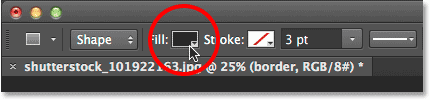 Clicking the Fill Type swatch. Image © 2014 Photoshop Essentials.com