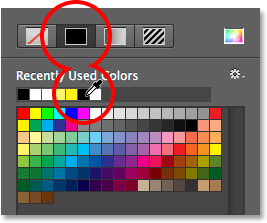 Setting the Fill Type for the shape to Solid Color, then choosing black. Image © 2014 Photoshop Essentials.com