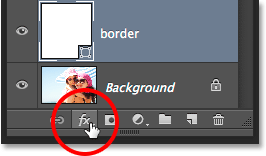 Clicking the Layer Styles icon in the Layers panel. Image © 2014 Photoshop Essentials.com
