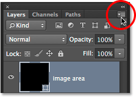 Clicking the Layers panel menu icon. Image © 2014 Photoshop Essentials.com