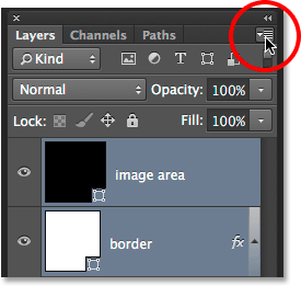 Clicking once again on the Layers panel menu icon. Image © 2014 Photoshop Essentials.com