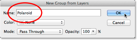 Naming the new layer group. Image © 2014 Photoshop Essentials.com
