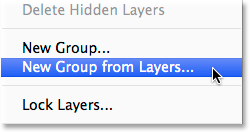 Choosing the New Group from Layers menu option. Image © 2014 Photoshop Essentials.com