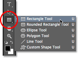 Selecting the Rectangle Tool. Image © 2014 Photoshop Essentials.com