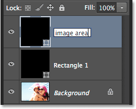 Renaming the top shape layer in the Layers panel. Image © 2014 Photoshop Essentials.com