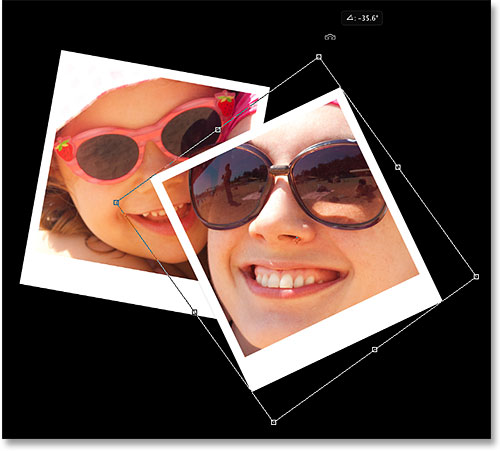 Moving the new polaroid with Free Transform. Image © 2014 Photoshop Essentials.com