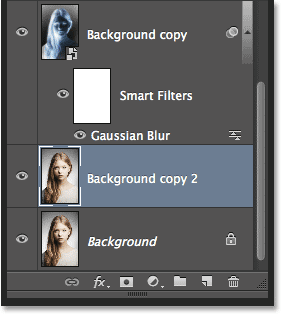 The Layers panel showing the new Background copy 2 layer. Image © 2014 Photoshop Essentials.com