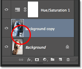 The Smart Object icon in the layer's preview thumbnail. Image © 2014 Photoshop Essentials.com