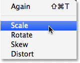Selecting the Scale command in Photoshop. Image © 2013 Photoshop Essentials.com
