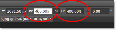 Increasing the Width and Height tp 400%. Image © 2013 Photoshop Essentials.com