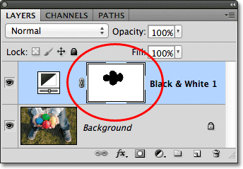 The Black & White adjustment layer in the Layers panel. Image © 2012 Photoshop Essentials.com
