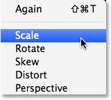 Selecting the Scale command in Photoshop. Image © 2013 Photoshop Essentials.com