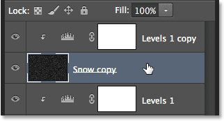 Selecting the Snow copy layer. Image © 2013 Photoshop Essentials.com