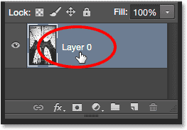 Changing the name of the Background layer to Layer 0. Image © 2014 Photoshop Essentials.com.