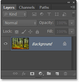 The Layers panel in Photoshop showing the Background layer. Image © 2013 Photoshop Essentials.com