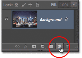 Clicking the New Layer in the Layers panel. Image © 2013 Photoshop Essentials.com.