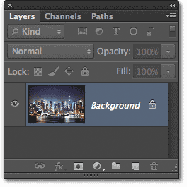The original image on the Background layer in the Layers panel. Image © 2013 Photoshop Essentials.com.