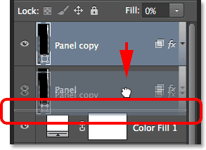 Dragging the Panel copy layer below the original. Image © 2014 Photoshop Essentials.com.