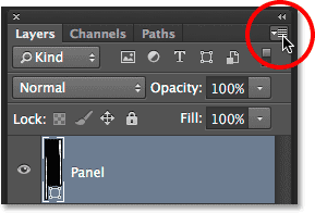 Clicking the Layers panel menu icon. Image © 2014 Photoshop Essentials.com.
