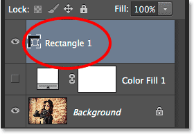 The new Shape layer with its default name. Image © 2014 Photoshop Essentials.com.